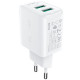 Мережевий зарядний пристрій (зарядка) Acefast A33 QC18W (USB-A+USB-A) dual port White - фото