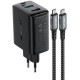 Мережевий зарядний пристрій (зарядка) Acefast A17 65W GaN multi-function HUB + кабель Type-C to Type-C Black - фото