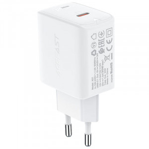 Мережевий зарядний пристрій (зарядка) Acefast A21 30W GaN single USB-C White