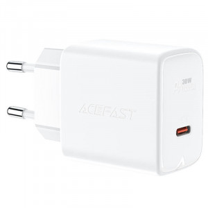 Сетевое зарядное устройство (зарядка) Acefast A21 30W GaN single USB-C White