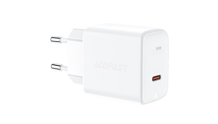 Мережевий зарядний пристрій (зарядка) Acefast A21 30W GaN single USB-C White - фото