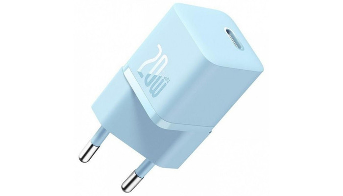 Сетевое зарядное устройство (зарядка) Baseus GaN5 Fast Charger (mini) 1C 20W (CCGN05010) Blue - фото