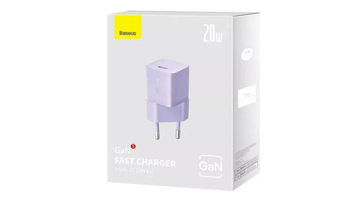 Сетевое зарядное устройство (зарядка) Baseus GaN5 Fast Charger (mini) 1C 20W (CCGN05010) Purple - фото