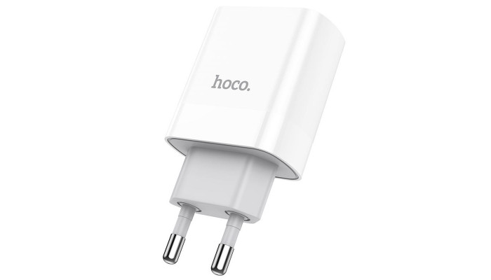 Мережевий зарядний пристрій (зарядка) HOCO C80A Plus Rapido PD20W+QC3.0 (1Type-C/1USB) White - фото