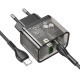 Мережевий зарядний пристрій (зарядка) Hoco N34 Dazzling PD20W+QC3.0 + Type-C to Type-C Transparent black - фото