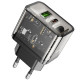 Мережевий зарядний пристрій (зарядка) Hoco N34 Dazzling PD20W+QC3.0 Transparent black - фото