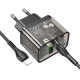 Мережевий зарядний пристрій (зарядка) Hoco N34 Dazzling PD20W+QC3.0 + Type-C to Lightning Transparent black - фото