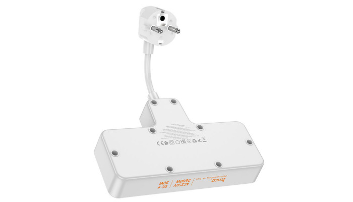 Мережевий зарядний пристрій (зарядка) Hoco AC12A Reise (PD30W/1C3A) +Socket White - фото