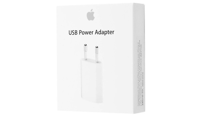 Мережевий зарядний пристрій (зарядка) 5W USB-A Power Adapter for Apple (AAA) (box) White - фото