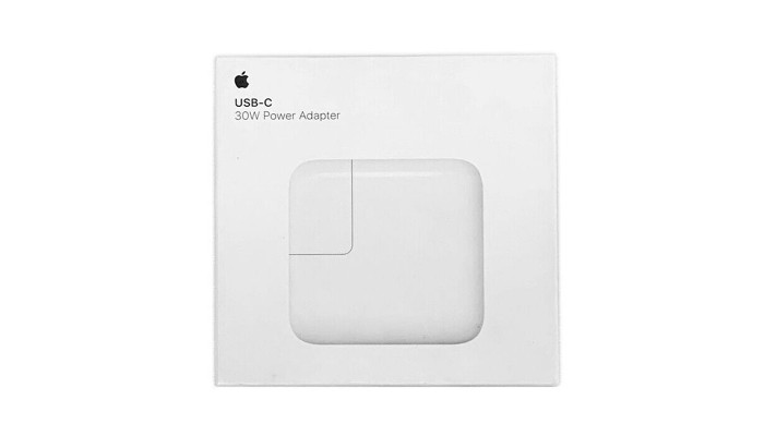 Мережевий зарядний пристрій (зарядка) 30W USB-C Power Adapter for Apple (AAA) (box) White - фото