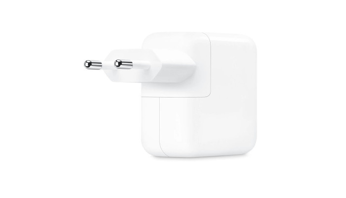 Мережевий зарядний пристрій (зарядка) 35W Dual USB-C Port Power Adapter for Apple (AAA) (no box) White - фото