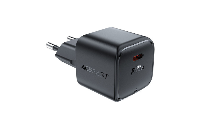 Мережевий зарядний пристрій (зарядка) Acefast A77 mini PD30W GaN USB-C Black - фото