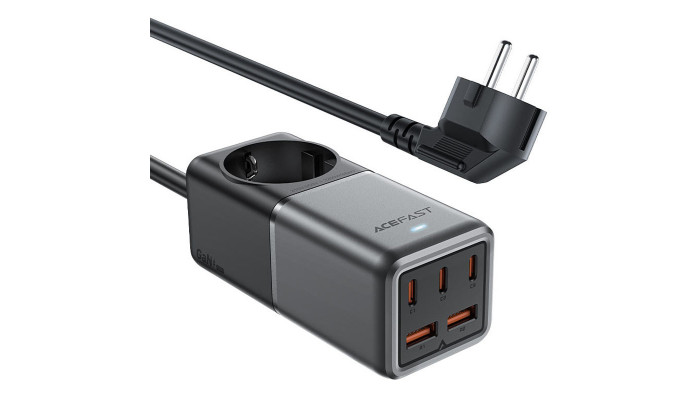 Сетевое зарядное устройство (зарядка) Acefast Z2 PD75W GaN (3*USB-C+2*USB-A) Black gray - фото