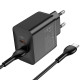 Сетевое зарядное устройство (зарядка) Hoco N35 Streamer PD45W (2C) + Type-C to Type-C Black - фото