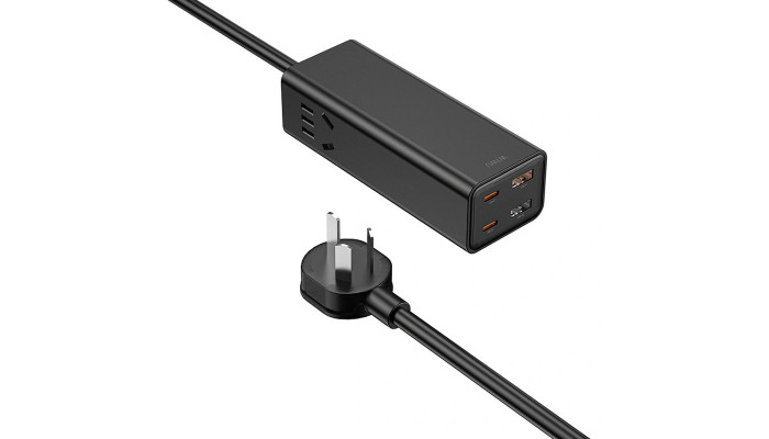 Сетевое зарядное устройство (зарядка) WIWU Wi-S005 100W GaN Power Strap/ UK Black - фото