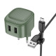 Сетевое зарядное устройство (зарядка) Borofone BAS21A Special (2A) + Type-C Olive Green - фото