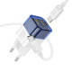 Мережевий зарядний пристрій (зарядка) Hoco C125A Transparent 1C PD20W + Type-C to Type-C Transparent blue - фото