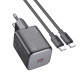 Мережевий зарядний пристрій (зарядка) Hoco N40 Mighty 1C PD20W + Type to Type-C Black - фото