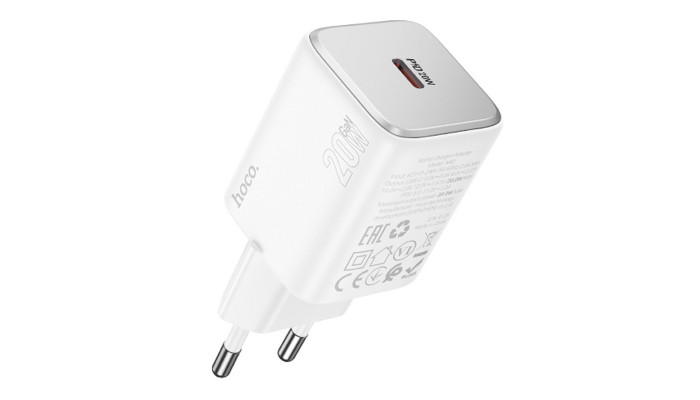 Мережевий зарядний пристрій (зарядка) Hoco N40 Mighty 1C PD20W White - фото