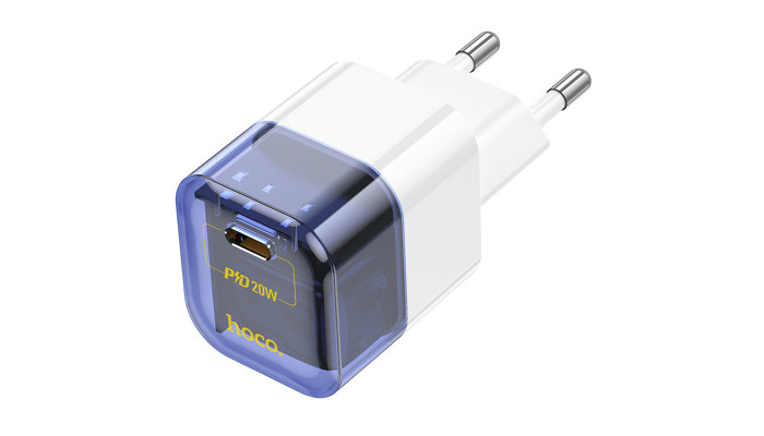 Мережевий зарядний пристрій (зарядка) Hoco C125A Transparent 1C PD20W Transparent blue - фото