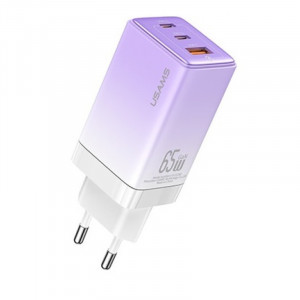 Мережевий зарядний пристрій (зарядка) Usams US-CC180 65W ACC 3 Ports GaN Sandru series Gradient Purple