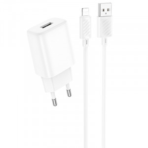 Сетевое зарядное устройство (зарядка) Hoco C134A Solid 1USB-A 12W + Lightning White