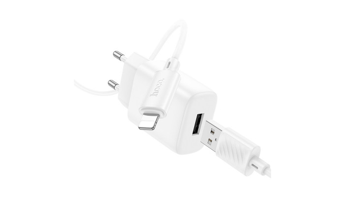 Сетевое зарядное устройство (зарядка) Hoco C134A Solid 1USB-A 12W + Lightning White - фото