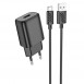 Сетевое зарядное устройство (зарядка) Hoco C134A Solid 1USB-A 12W + Type-C Black