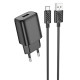 Мережевий зарядний пристрій (зарядка) Hoco C134A Solid 1USB-A 12W + Type-C Black - фото