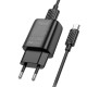 Мережевий зарядний пристрій (зарядка) Hoco C134A Solid 1USB-A 12W + Type-C Black - фото