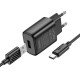 Сетевое зарядное устройство (зарядка) Hoco C134A Solid 1USB-A 12W + Type-C Black - фото