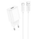 Сетевое зарядное устройство (зарядка) Hoco C134A Solid 1USB-A 12W + Type-C White - фото