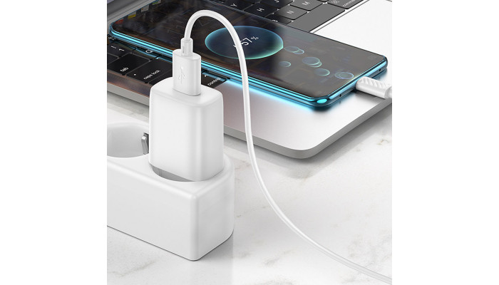 Сетевое зарядное устройство (зарядка) Hoco C134A Solid 1USB-A 12W + Type-C White - фото