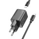 Сетевое зарядное устройство (зарядка) Hoco N41 Almighty PD20W+QC3.0 + Type-C to Lightning Black - фото