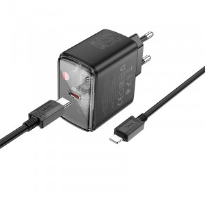 Сетевое зарядное устройство (зарядка) Hoco CS41A Smart PD35W (1C) + Type-C to Lightning Black