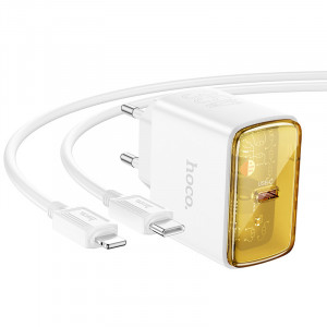 Сетевое зарядное устройство (зарядка) Hoco CS41A Smart PD35W (1C) + Type-C to Lightning White