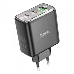 Мережевий зарядний пристрій (зарядка) Hoco CS44A Smart PD65W (2C1A) Black