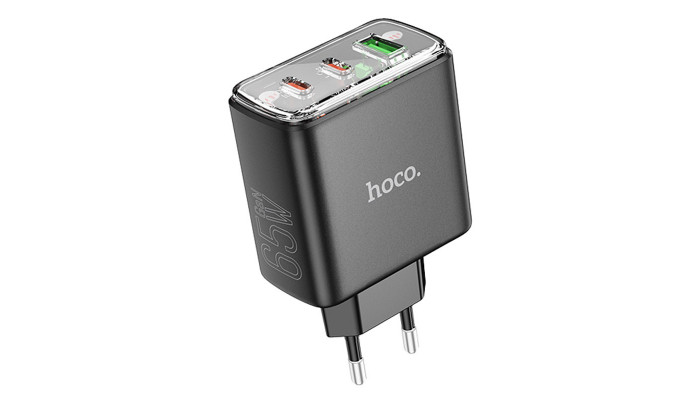 Мережевий зарядний пристрій (зарядка) Hoco CS44A Smart PD65W (2C1A) Black - фото