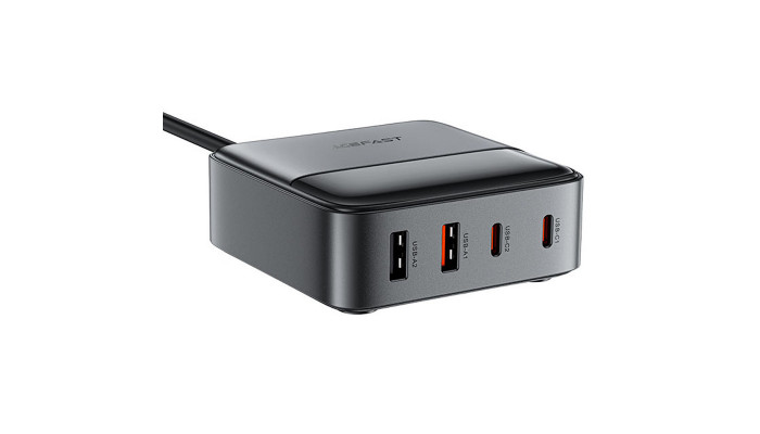 Сетевое зарядное устройство (зарядка) Acefast Z6 PD65W GaN (2*USB-C+2*USB-A) Black - фото