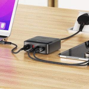 Сетевое зарядное устройство (зарядка) Acefast Z6 PD65W GaN (2*USB-C+2*USB-A) Black