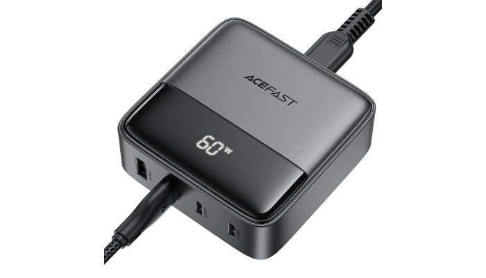 Сетевое зарядное устройство (зарядка) Acefast Z6 PD65W GaN (2*USB-C+2*USB-A) Black - фото