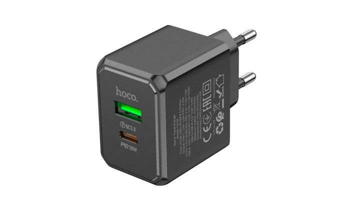 Сетевое зарядное устройство (зарядка) Hoco CS14A PD20W+QC3.0 (1USB-A/1C) Black - фото