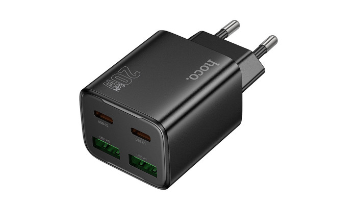 Сетевое зарядное устройство (зарядка) Hoco N55 Fundador PD20W four-port (2USB-A/2C) Black - фото