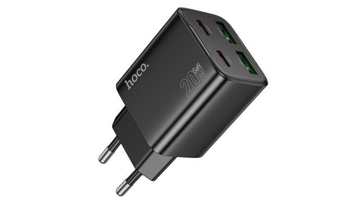 Сетевое зарядное устройство (зарядка) Hoco N55 Fundador PD20W four-port (2USB-A/2C) Black - фото