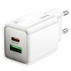 Мережевий зарядний пристрій (зарядка) Hoco N46 Glorious PD20W+QC3.0 (1USB-A/1C) White - фото