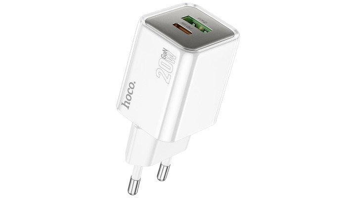 Мережевий зарядний пристрій (зарядка) Hoco N46 Glorious PD20W+QC3.0 (1USB-A/1C) White - фото