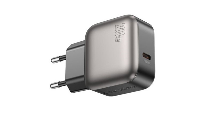 Мережевий зарядний пристрій (зарядка) Borofone BAS53A Absolute PD20W (1USB-C) + Type-C to Type-C Black - фото