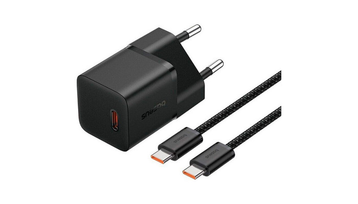 Сетевое зарядное устройство (зарядка) Baseus GaN5 Fast Charger (mini) 1C 25W + Type-C to Type-C (P10110909113) Cluster Black - фото