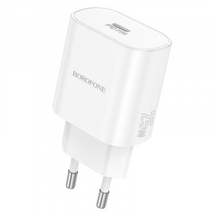 Сетевое зарядное устройство (зарядка) Borofone BA82A Platinum PD25W (1USB-C) White