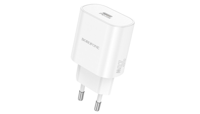 Сетевое зарядное устройство (зарядка) Borofone BA82A Platinum PD25W (1USB-C) White - фото